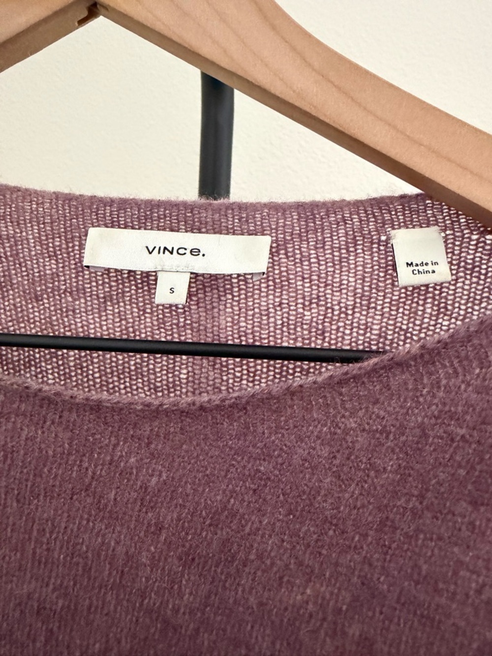 Vince 100% cashmere trimless sweater heathered purple sz small - Picture 4 of 6
